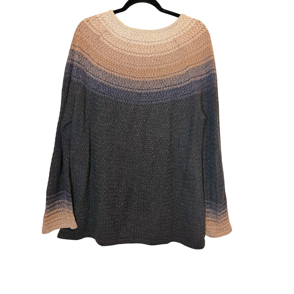 J.Jill Ombre Knit Sweater Cotton Silk Blend Navy Black Pullover Textured Sz L - Picture 5 of 7